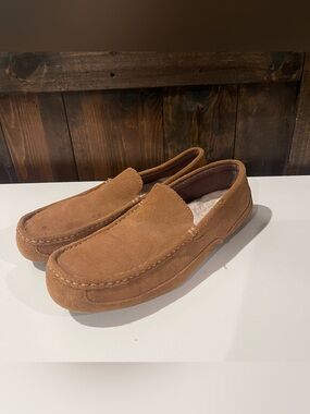UGG Mens 11 Chestnut Alder Faux Shearling Lined Suede Slipper Slip On Loafers